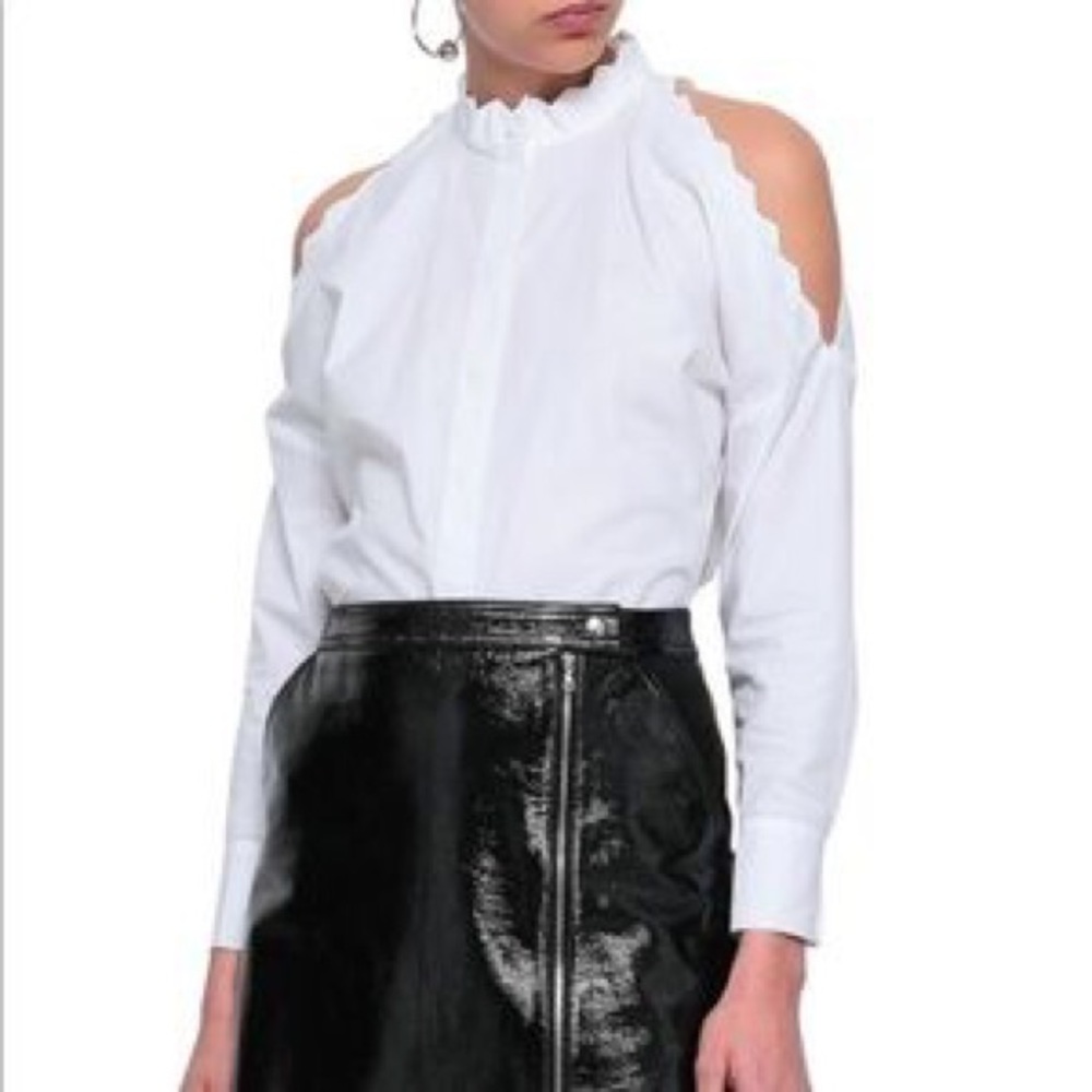 Maje Calinka Cold-Shoulder Cotton White Top b2b